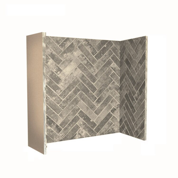 Ceramic Fireplace Chamber, Brickbond or Herringbone in Grey — Herringbone — supplier product photograph