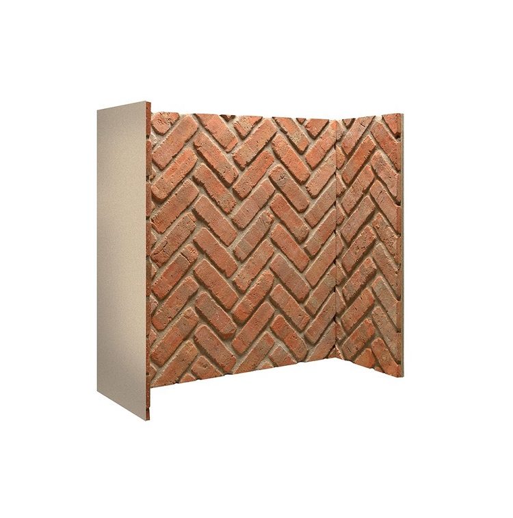 Rustic Brick Fireplace Chamber in Rustic Brick — Herringbone — supplier product photograph