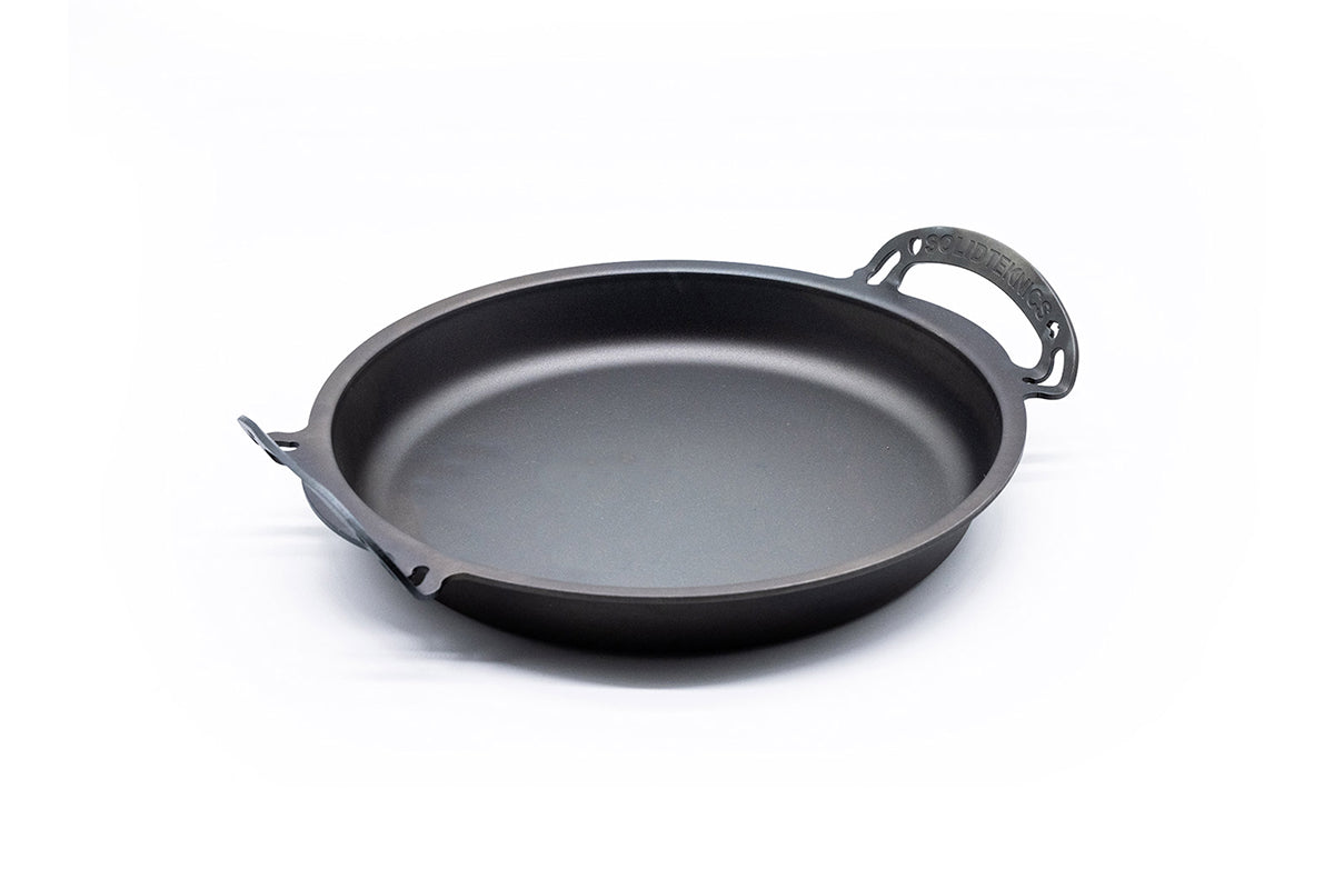 Solidteknics Bigga Skillet with two loop handles, viewed from above at an angle