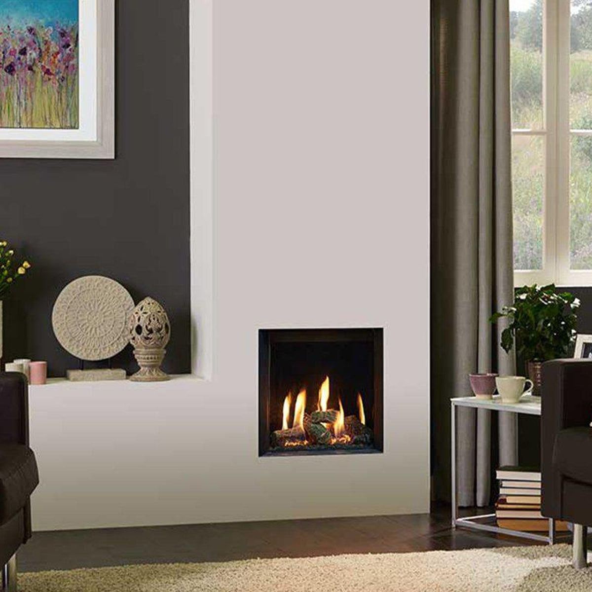 Gazco Riva2 400 Edge gas fire with Black Glass lining — The Stove Yard