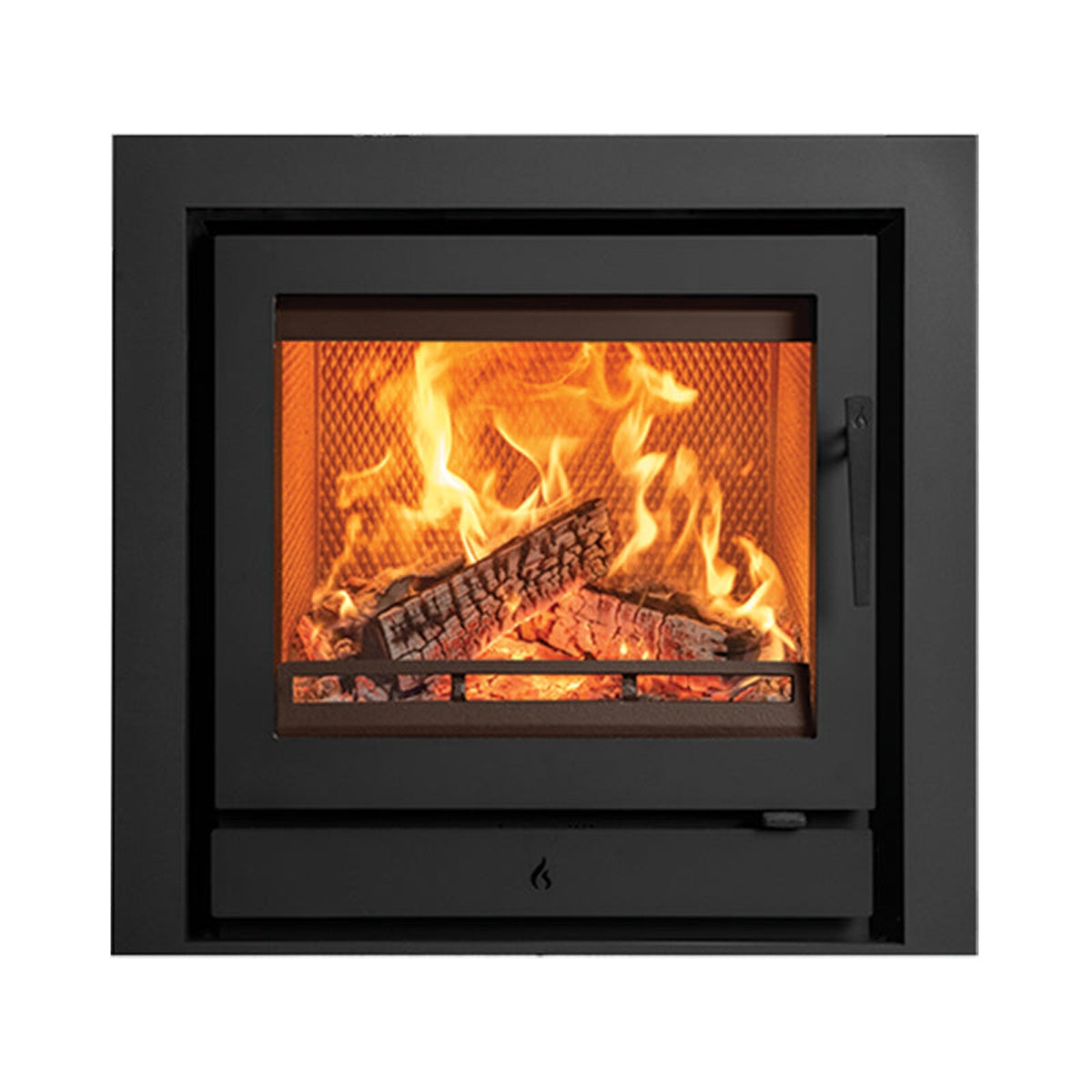 Stovax Riva2 50 Inset Fire in Matt Black, front product view — The Stove Yard