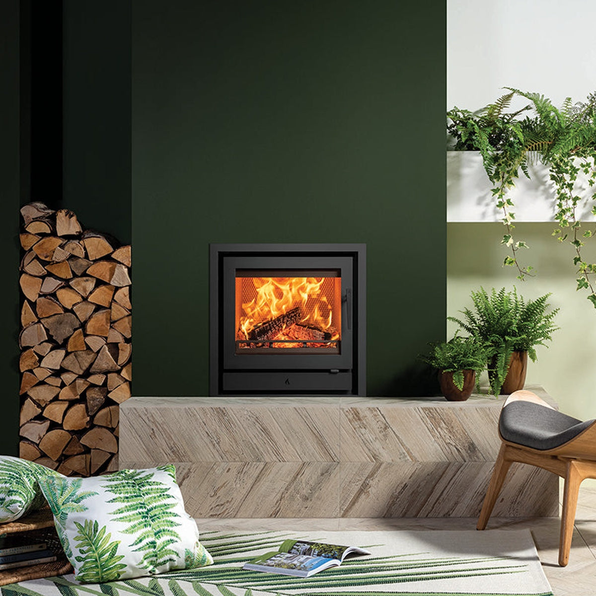 Stovax Riva2 50 inset fire with Profil XS 3-sided frame — The Stove Yard