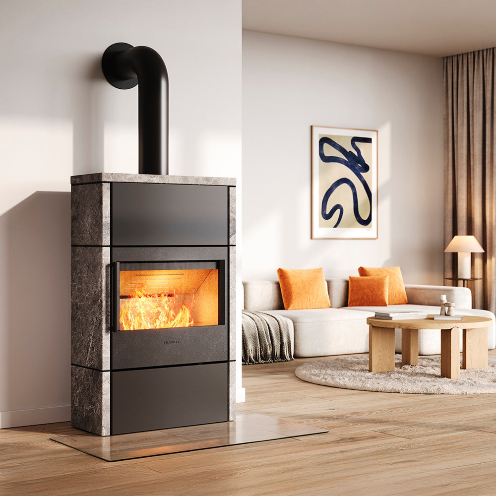 HWAM 5460c wood-burning stove in a room setting