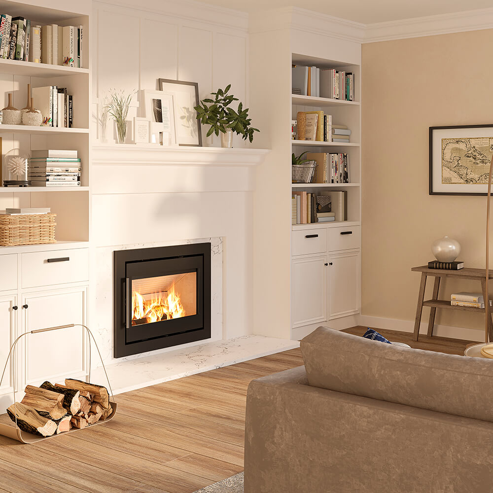 HWAM I 40/55c wood-burning stove in a room setting