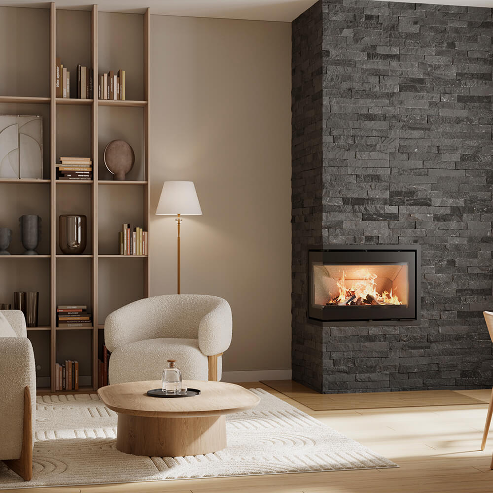 HWAM I 40/56 wood-burning stove in a room setting