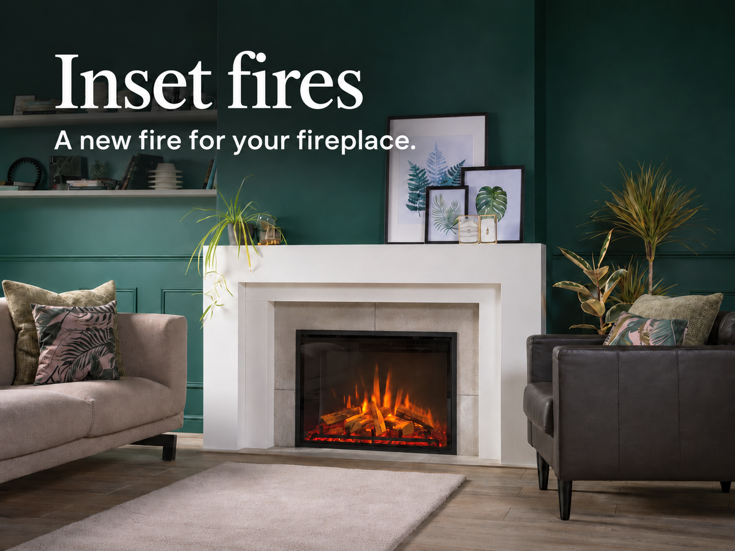 Inset fires. A new fire for your fireplace. Electric inset fire in a white surround.