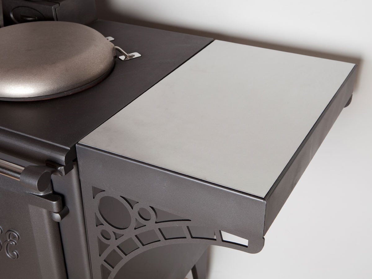 Angled view of the ESSE Ironheart wood-fired cook stove