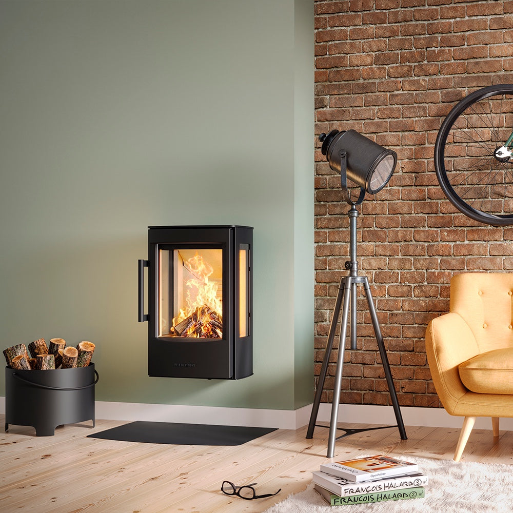 WIKING Miro 1+ wood-burning stove in a room setting