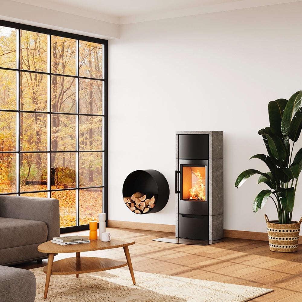 WIKING Miro 6+ wood-burning stove in a room setting
