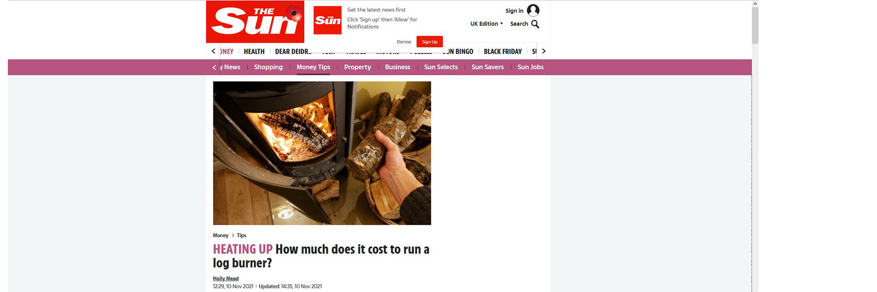 The Sun shines a positive light on stoves and their running costs The