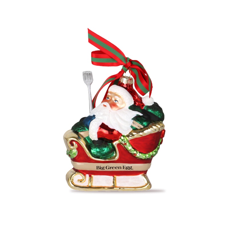 Santa's Sleigh Glass Christmas Ornament