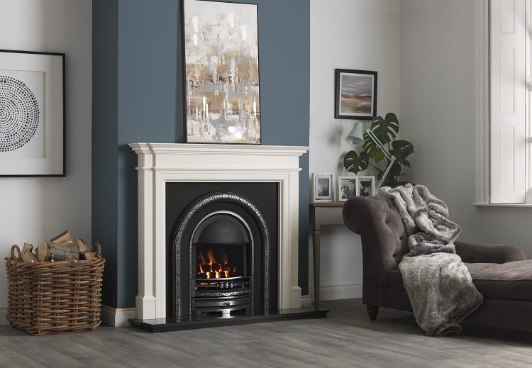 Bartello 54″ Agean Limestone — fireplace product photograph