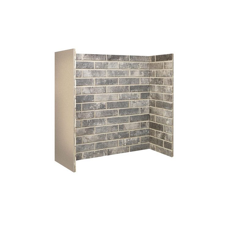 Ceramic Fireplace Chamber, Brickbond or Herringbone in Grey — Brickbond — supplier product photograph