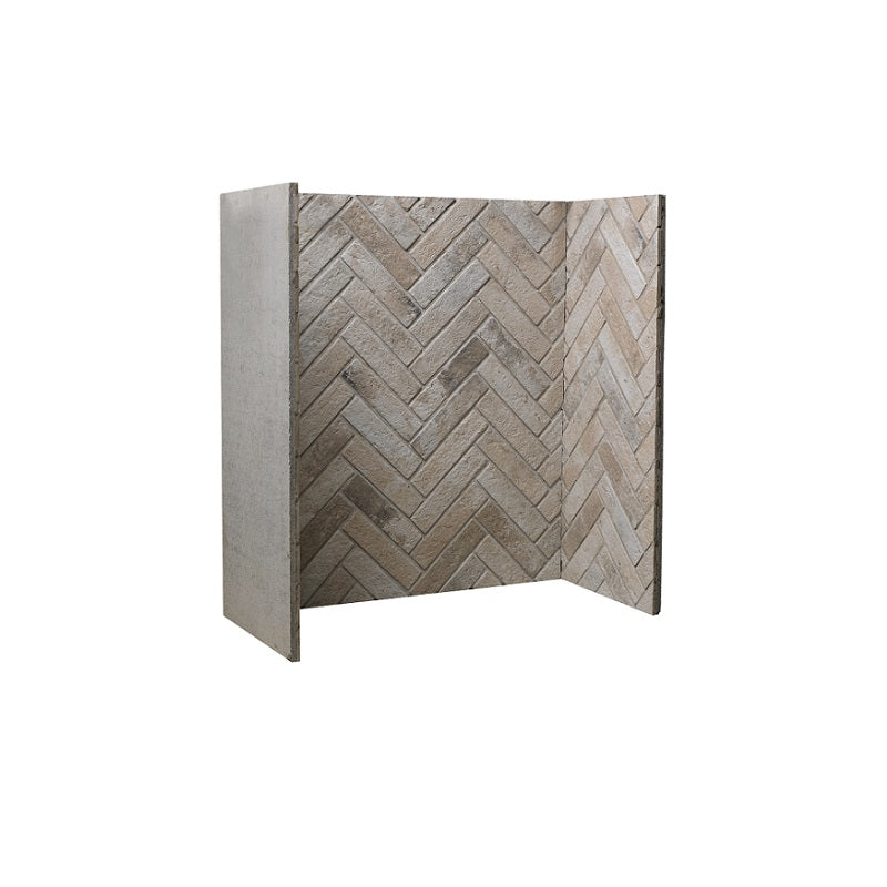 Iced Grey Ceramic Herringbone Fireplace Chamber — product photo