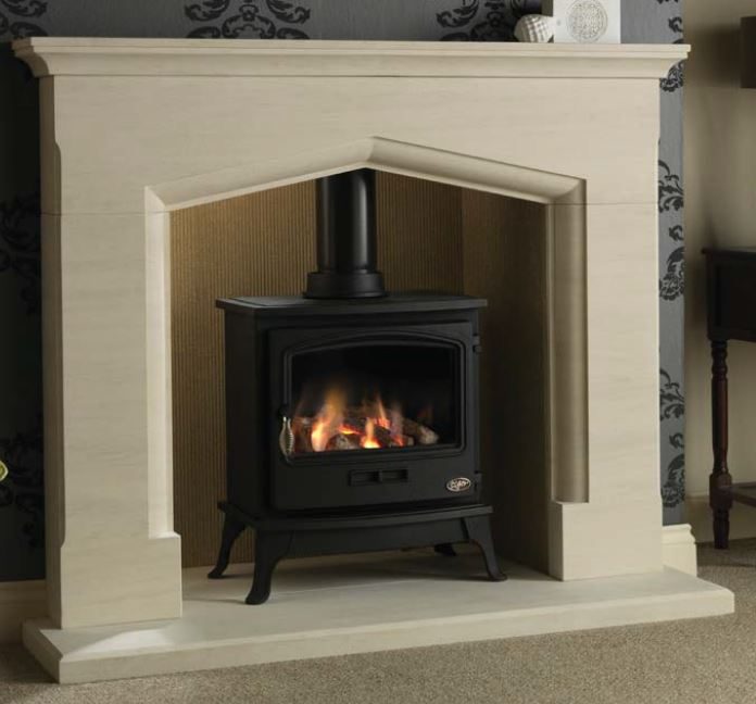 Coniston 54″ Portuguese Limestone Suite — fireplace product photograph