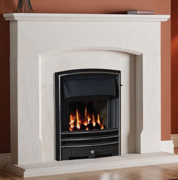 Dacre 54″ Portuguese Limestone Suite — fireplace product photograph