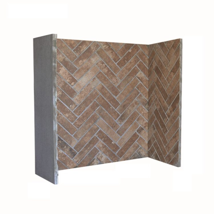 Ceramic Fireplace Chamber, Brickbond or Herringbone in Red — Herringbone — supplier product photograph