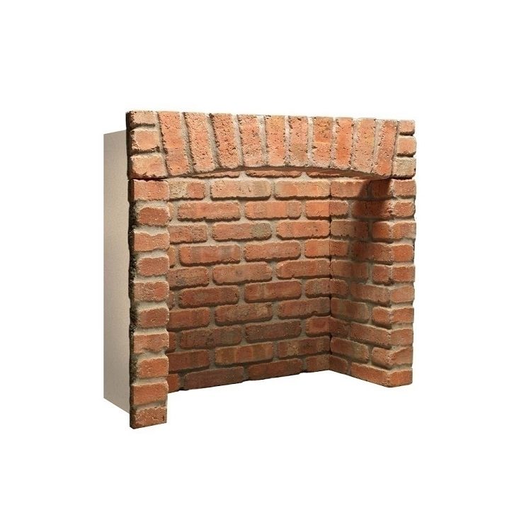 Rustic Brick Fireplace Chamber in Rustic Brick — Front returns and arch — supplier product photograph