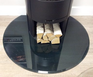 Truncated Glass Stove Hearth in Smoked — supplier product photograph