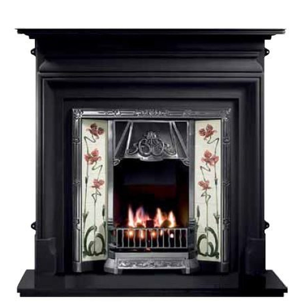Gallery Palmerston 54-inch Black Fireplace Surround; pictured fire and other display accessories are supplied separately