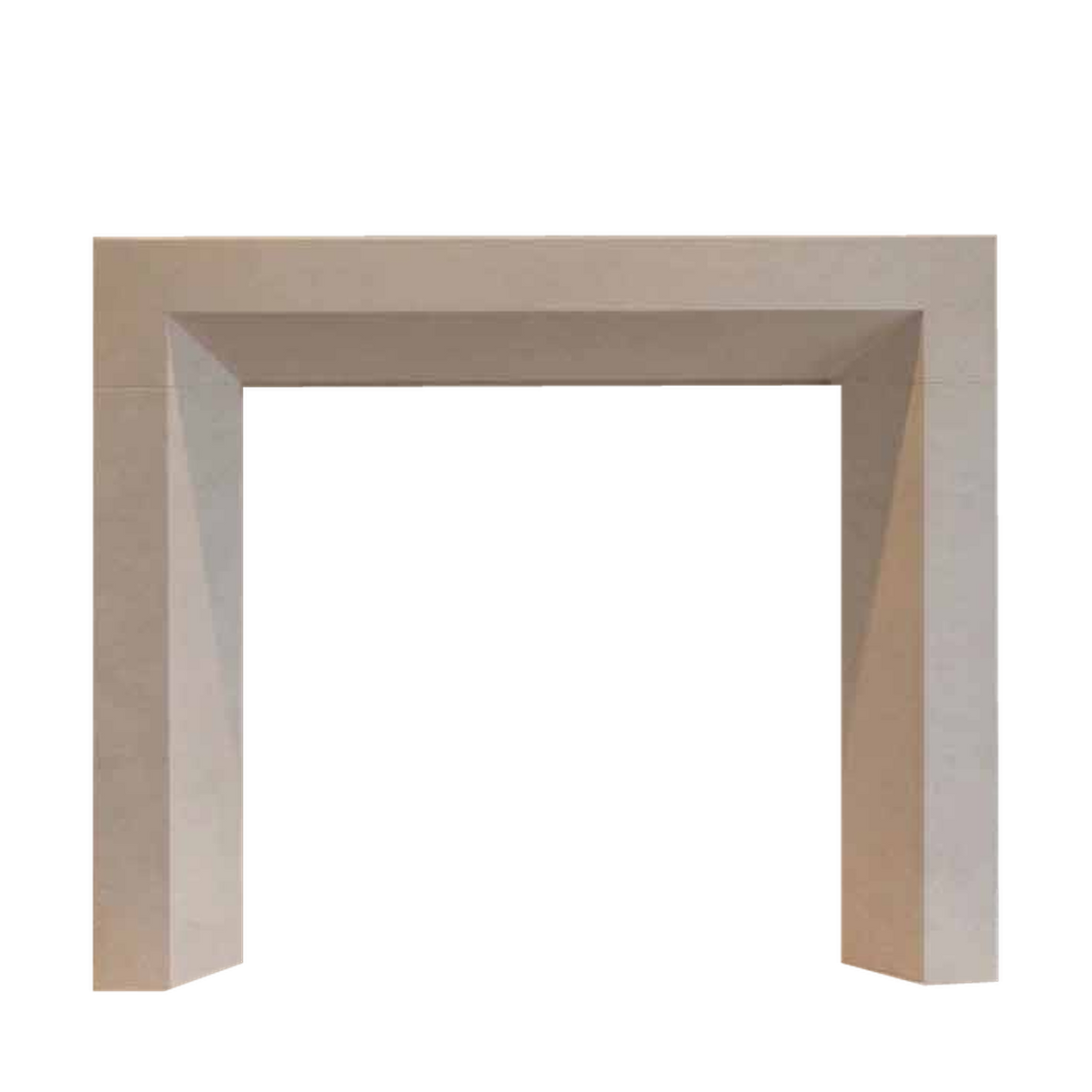 Penman Malton fireplace mantel in Agean limestone on a clear background; mantel only.