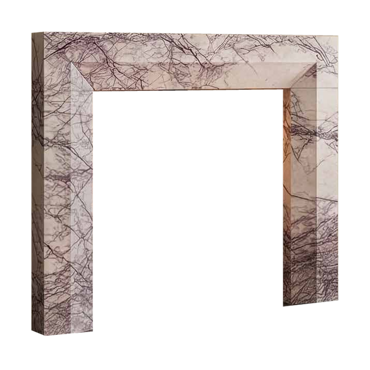 Penman Tenbury fireplace mantel in Lilac marble on a clear background; mantel only.