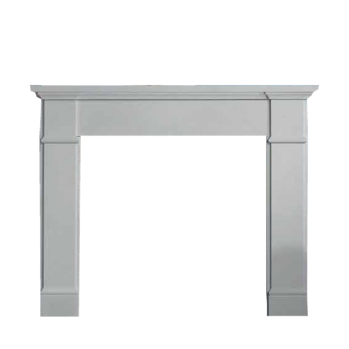 Penman Velletri fireplace mantel in Agean limestone, compact on a clear background.