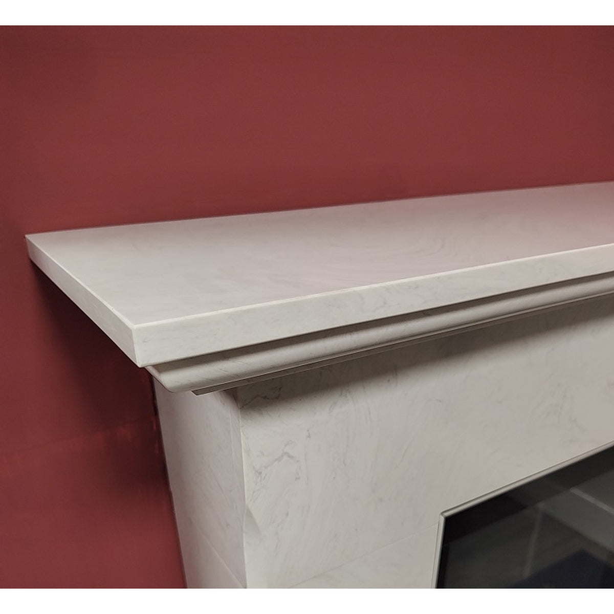 New Carrara mantel shelf and moulding detail on the Mourne Meelbeg