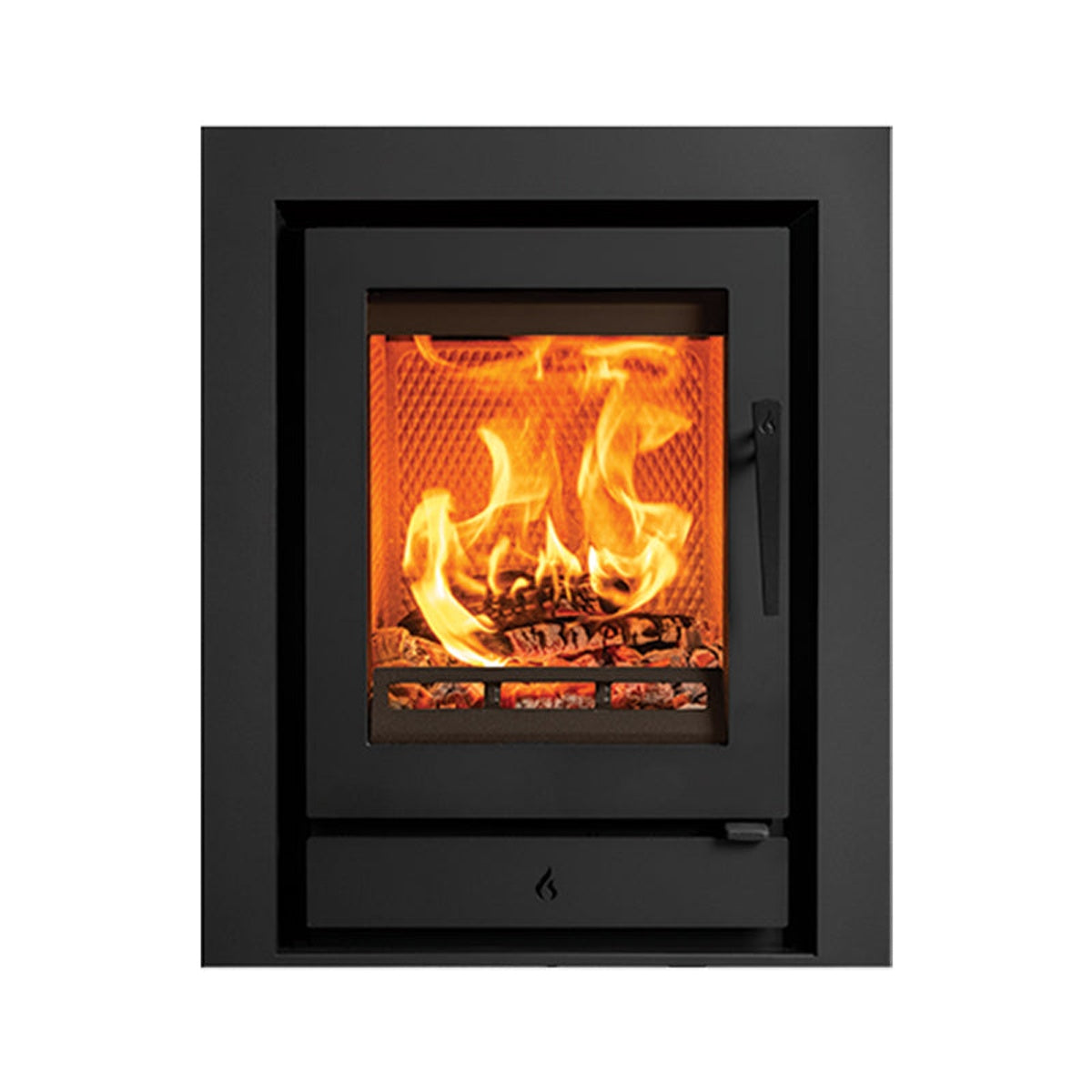 Stovax Riva2 40 Inset Fire in Matt Black, front product view — The Stove Yard