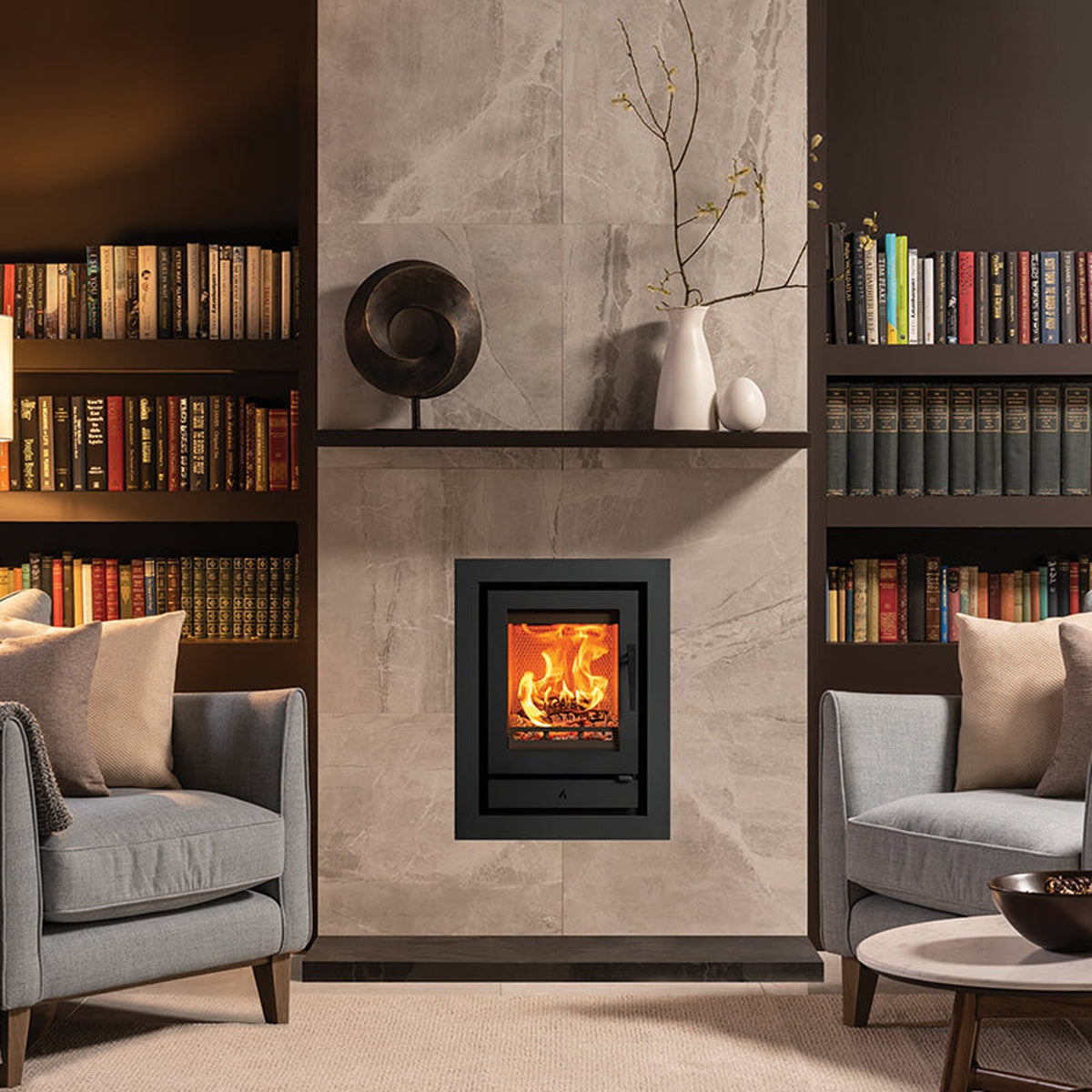 Stovax Riva2 40 inset fire with Profil 4-sided frame — The Stove Yard
