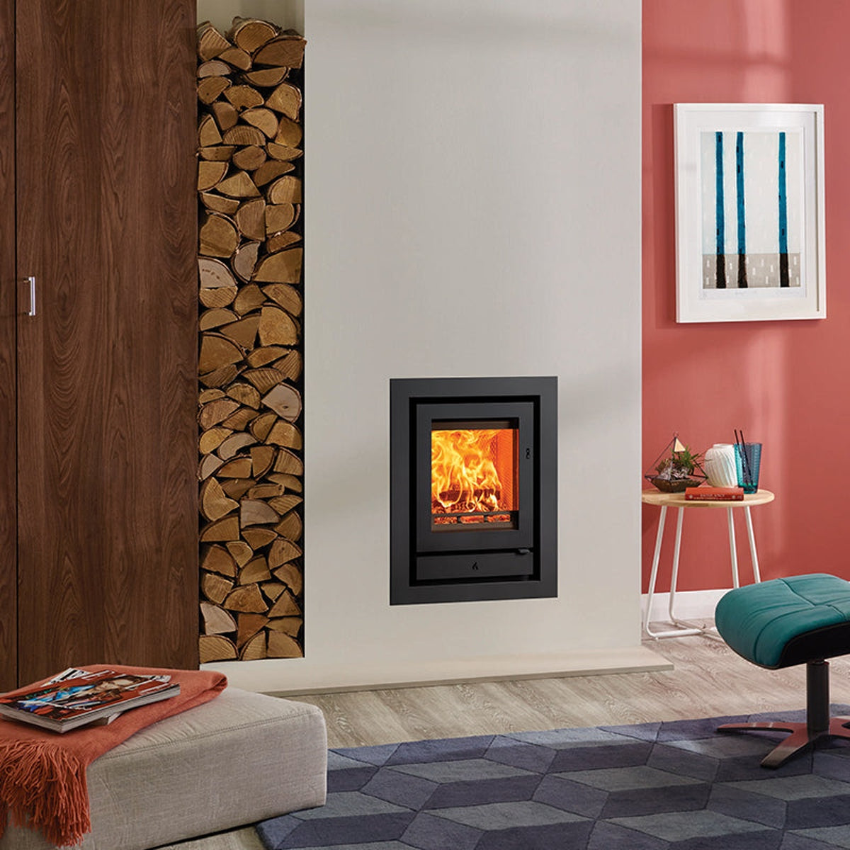 Stovax Riva2 40 inset fire with Profil 4-sided frame — The Stove Yard