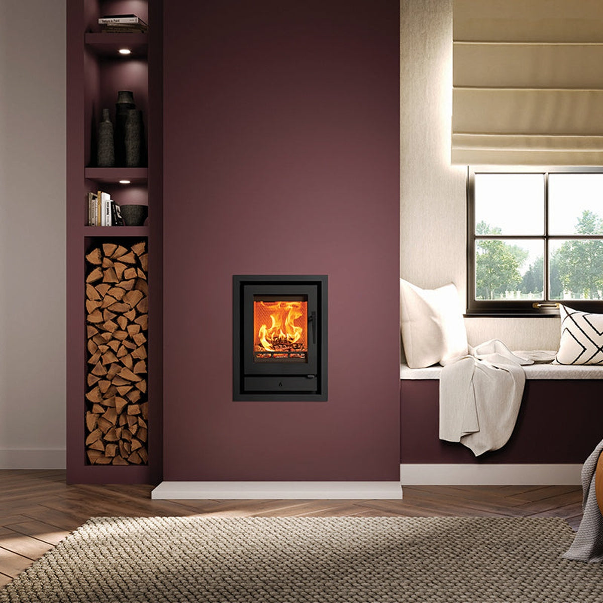Stovax Riva2 40 inset fire with Profil XS 4-sided frame — The Stove Yard
