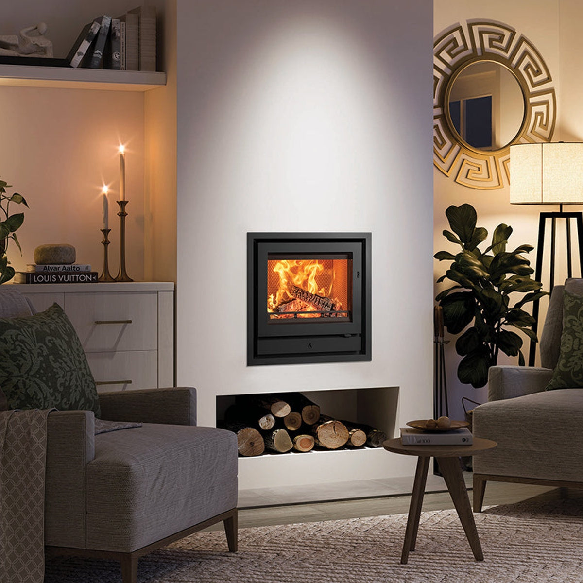 Stovax Riva2 50 inset fire with Profil XS 4-sided frame — The Stove Yard