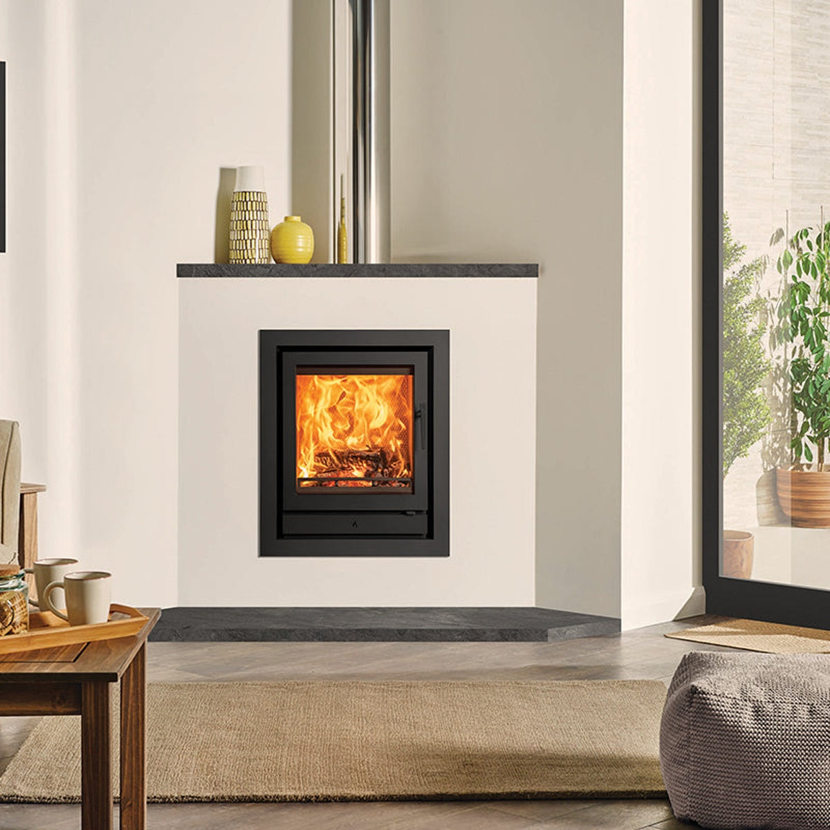 Stovax Riva2 55 inset fire with Profil 4-sided frame — The Stove Yard