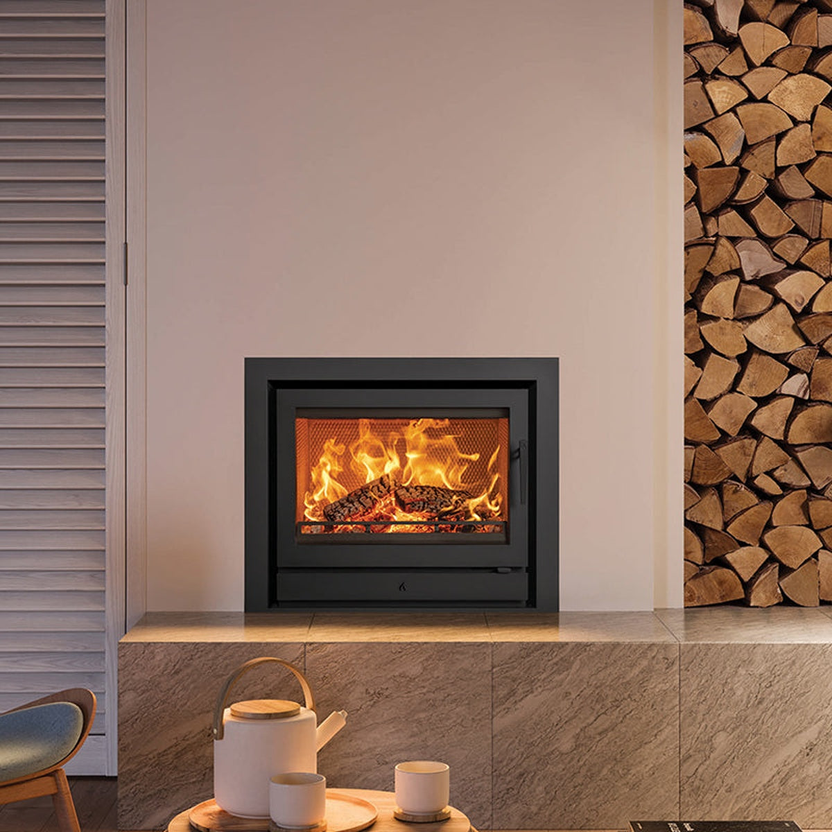 Stovax Riva2 66 inset fire with Profil 3-sided frame — The Stove Yard