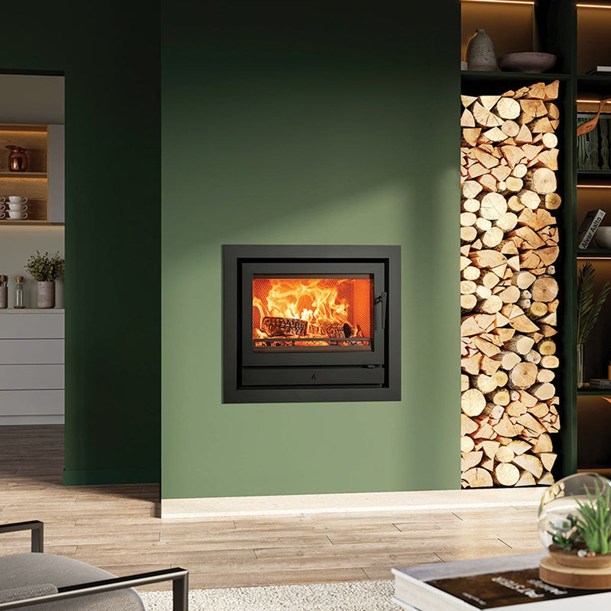 Stovax Riva2 66 inset fire with Profil 4-sided frame — The Stove Yard