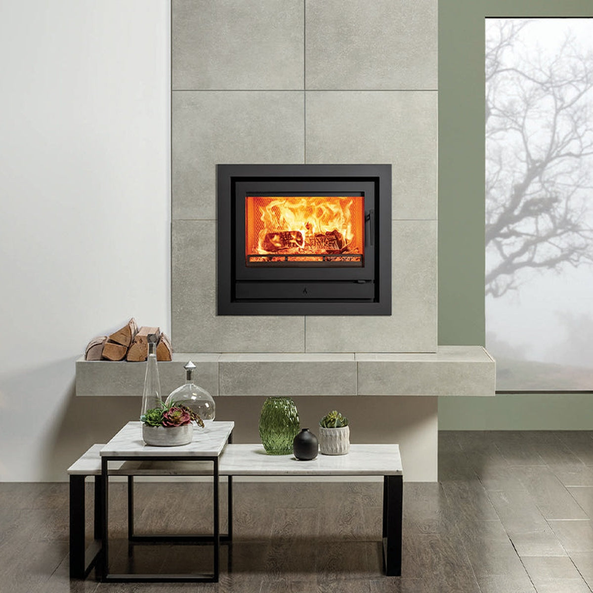 Stovax Riva2 66 inset fire with Profil 4-sided frame — The Stove Yard
