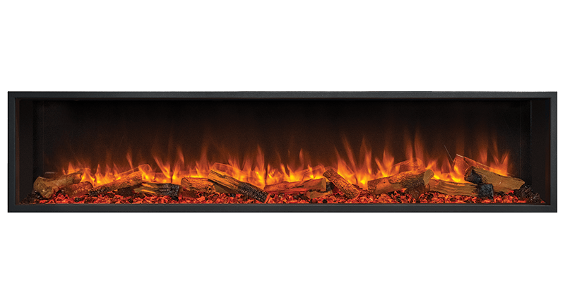 Gazco eReflex 195RW electric fire with oak-log effect, front view
