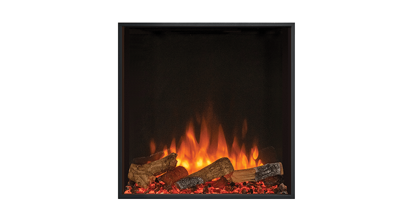 Gazco eReflex 55RW electric fire with oak-log effect, front view