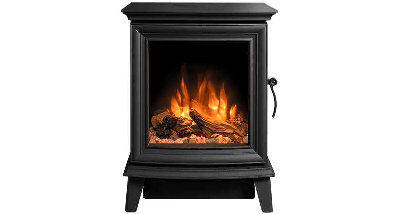 Gazco Chesterfield 5 electric stove in matt black, front view