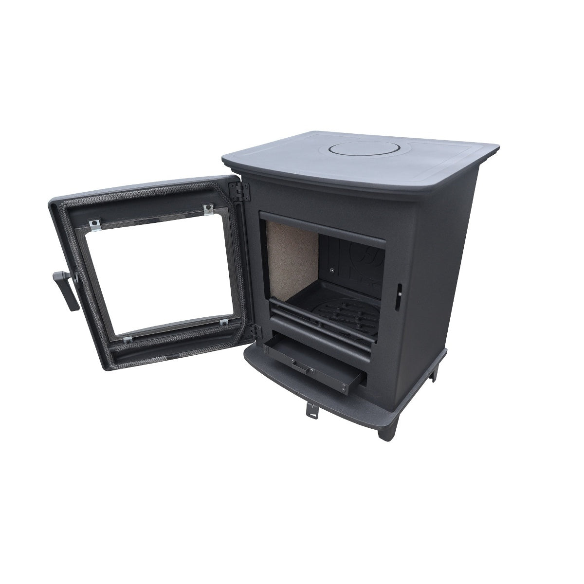 Hi-Flame Precision stove with the door open