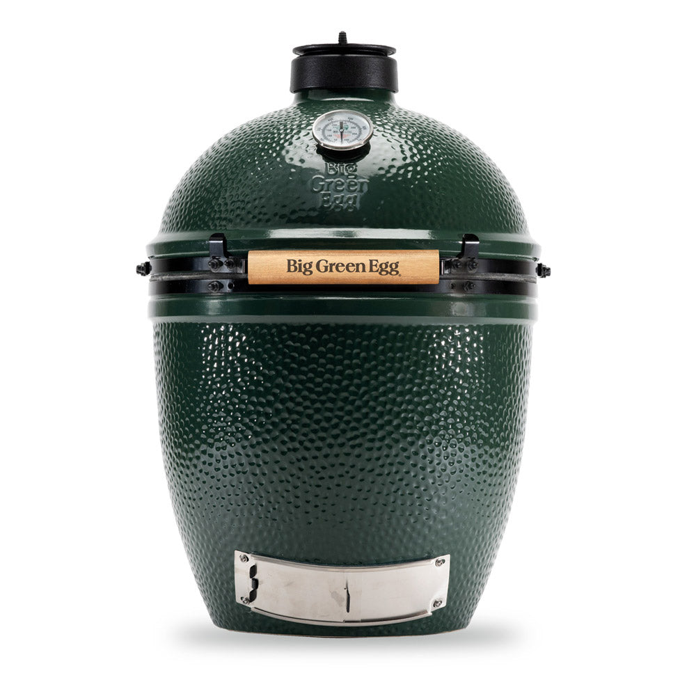 Large Big Green Egg ceramic charcoal cooker, shown without a stand