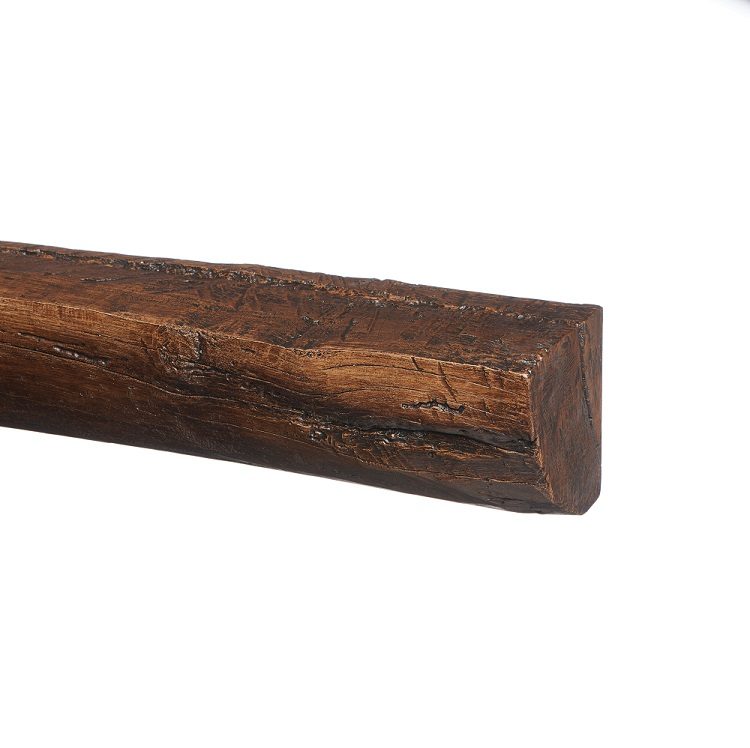 GEOCAST Rustic Oak-effect Quadrant Fireplace Beam in dark oak effect — supplier finish photograph
