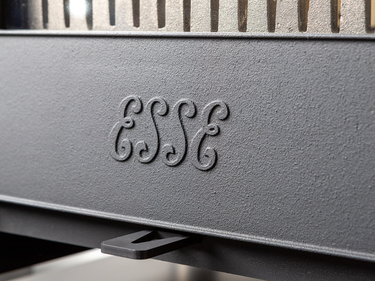 Angled view of the ESSE 525 wood-burning stove