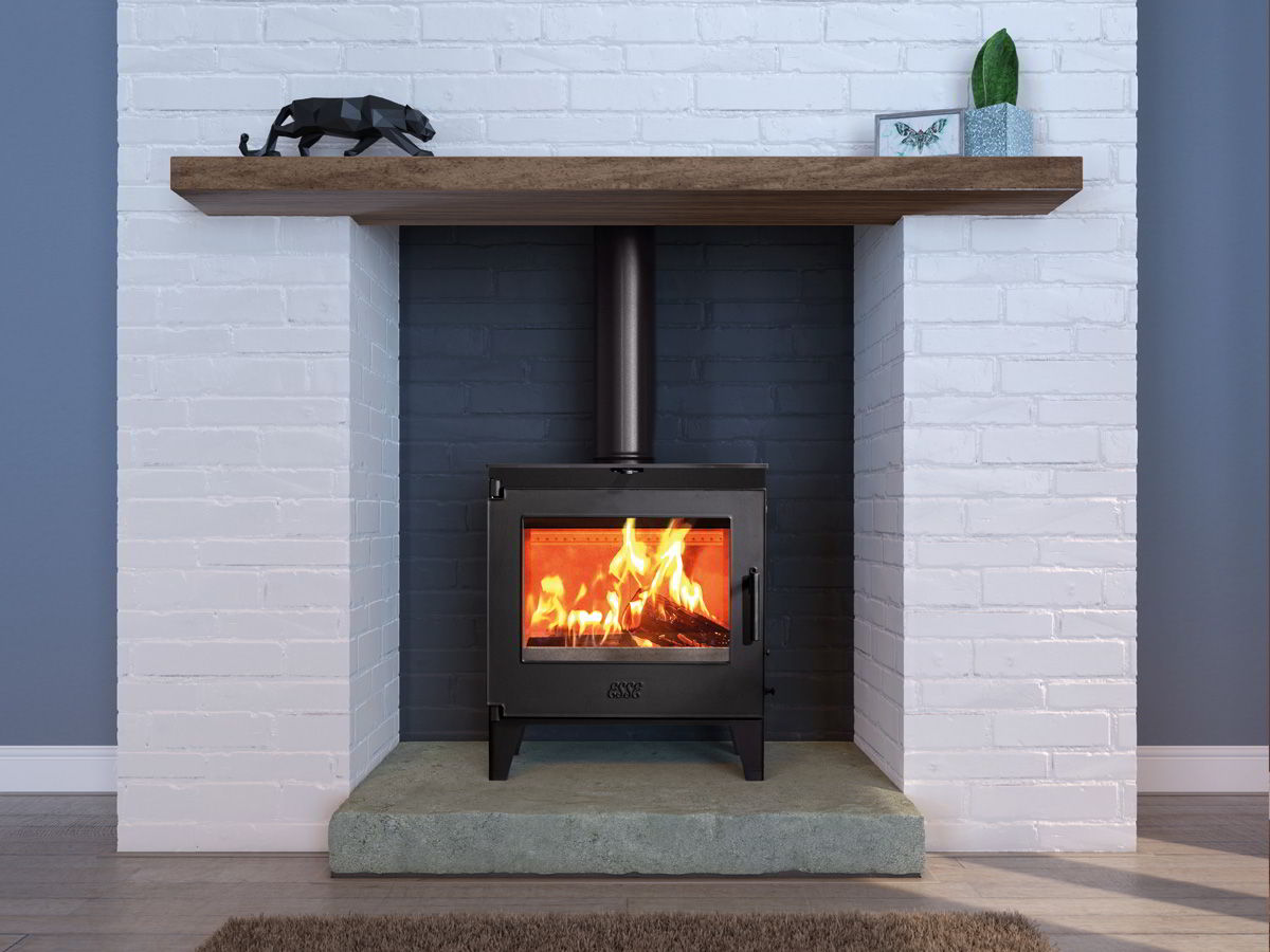ESSE 755 wood-burning stove installed in a furnished room