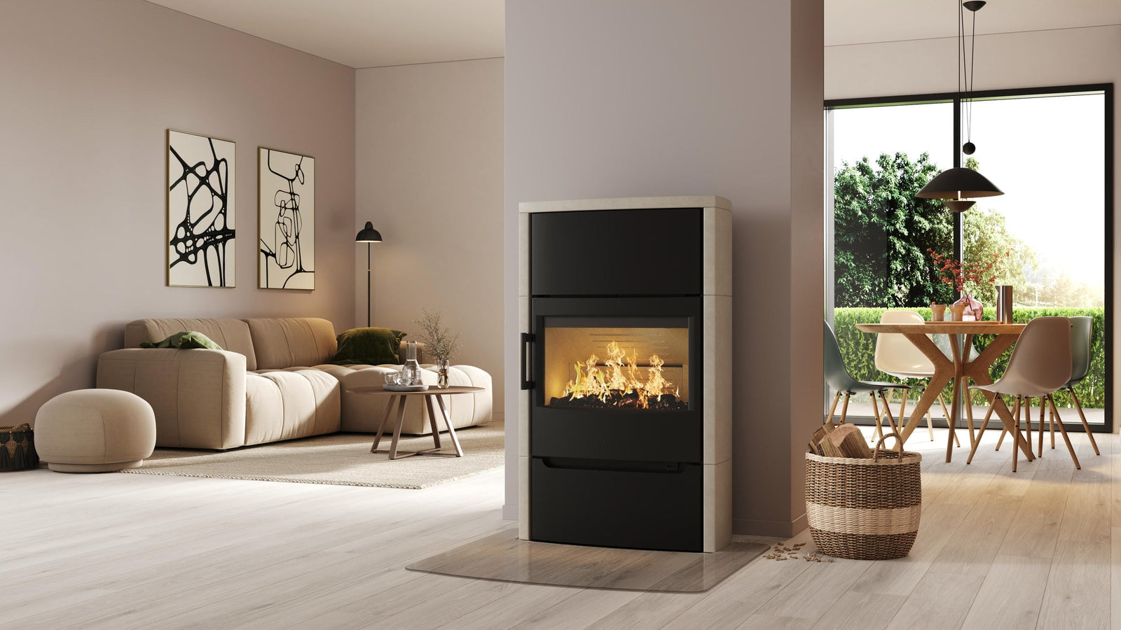 WIKING Maxi 6 wood-burning stove in a bright open-plan living room