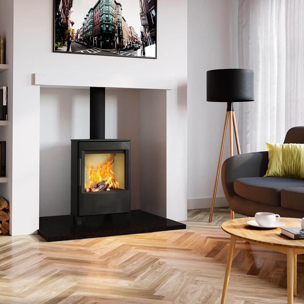 WIKING Mini 2 wood-burning stove in a room setting