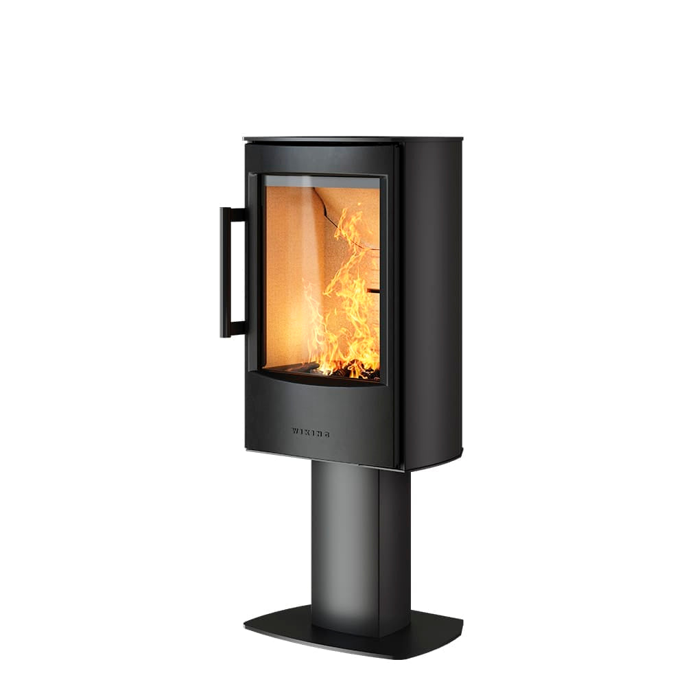WIKING Miro 2 wood-burning stove on a pedestal in black