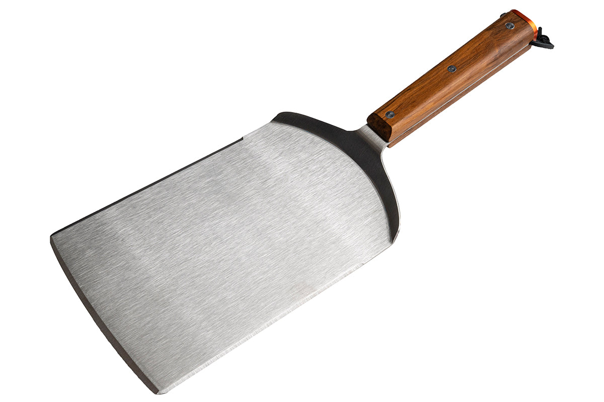 Traeger Large Cut BBQ Spatula with a wide metal blade and wooden handle