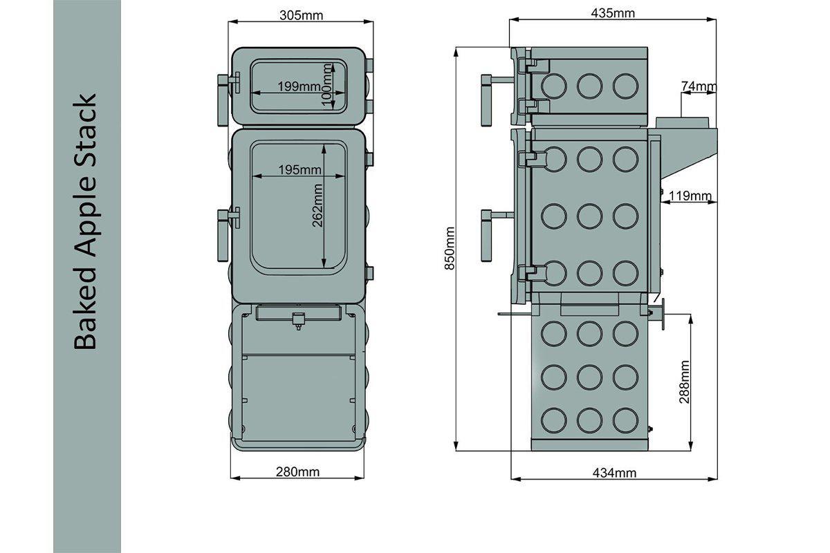 Baked Apple Stack 4.0kW Stove with Top Oven and Store Stand-Saltfire Ekol-The Stove Yard